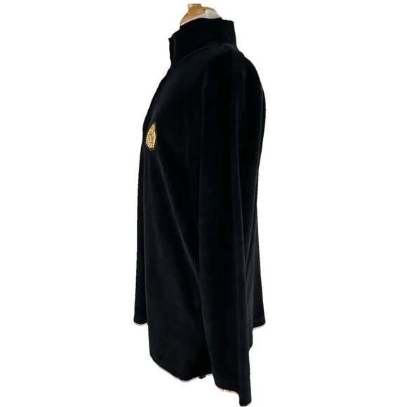 Lauren Ralph Lauren Sz 1X Black Velvet Velour Track Top 1/4 Zip Pullover Crest - Picture 4 of 10